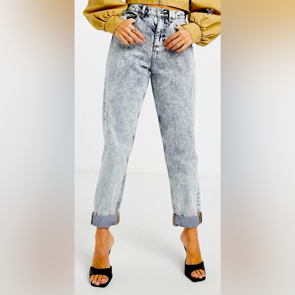 ASOS Design high rise ‘slouchy’ mom jean in acid wash